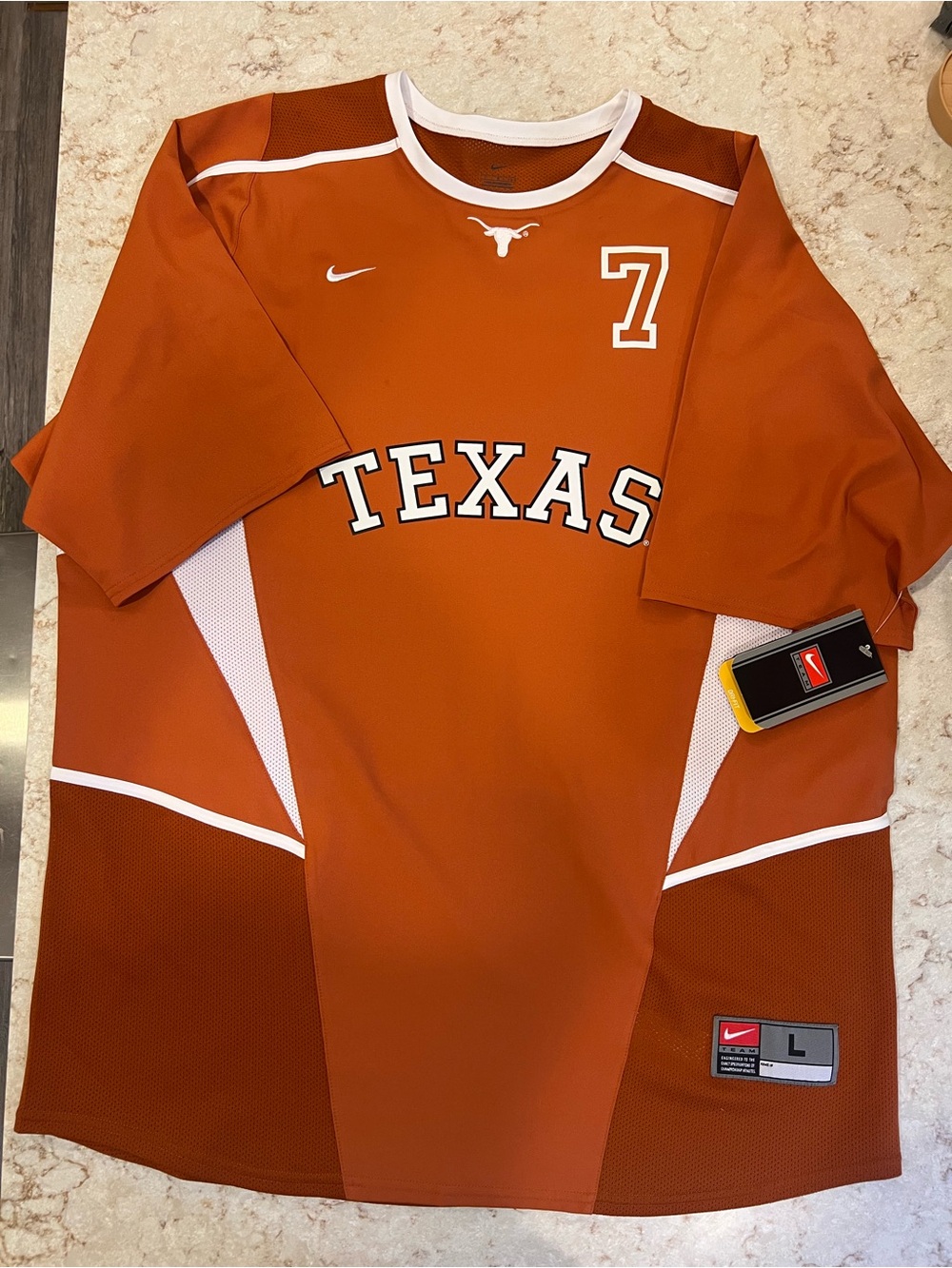 Vintage Nike Texas Longhorns Burnt Orange #7 Baseball Jersey - Large
